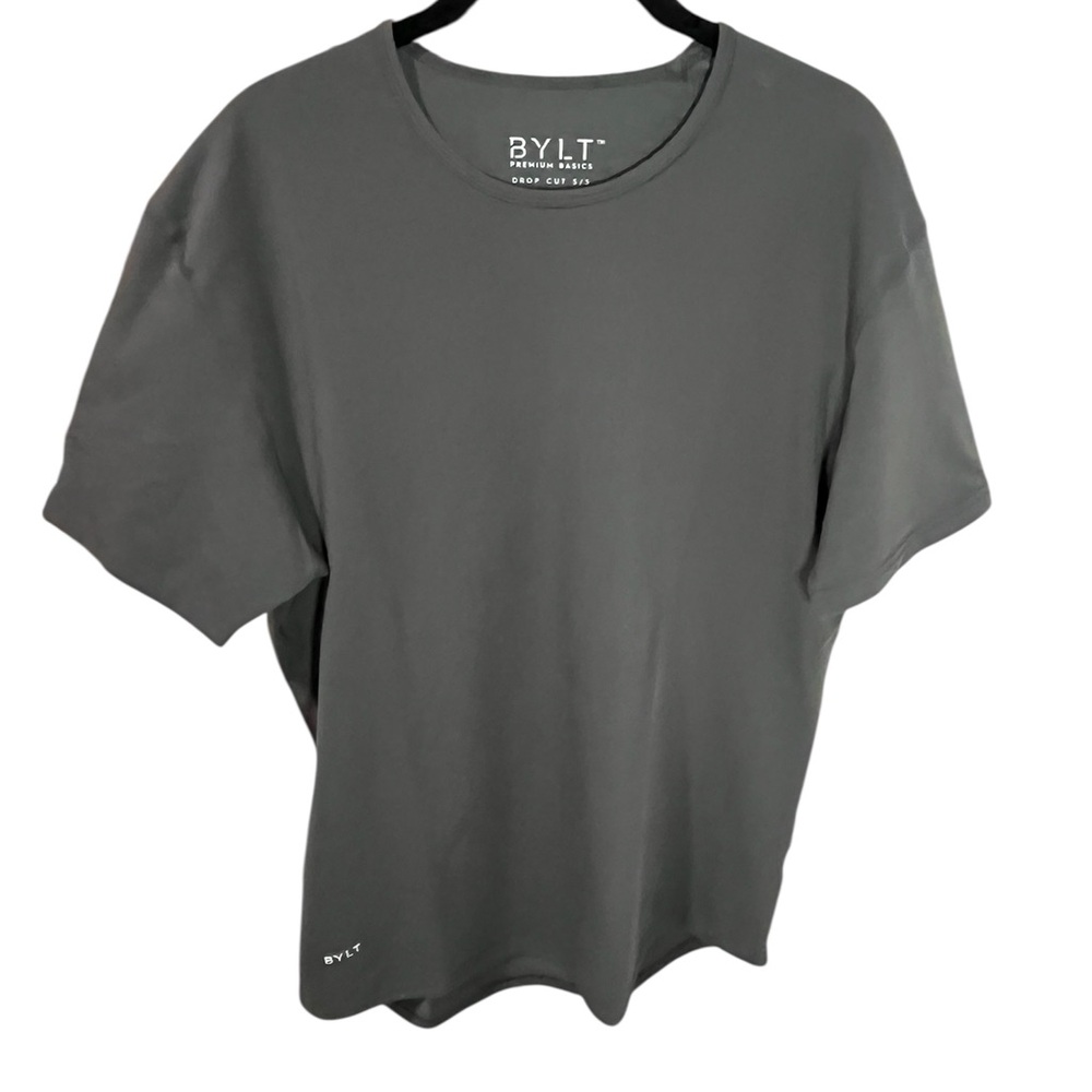 BYLT Drop Cut Lux Grey Soft Stretch T Shirt short Sleeve Basic Tee Mens Large
